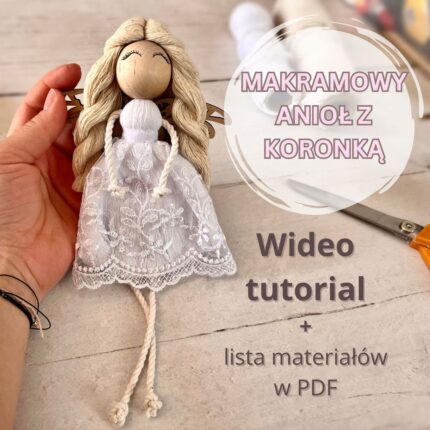 Makramowy anioł, anioł ze sznurka, wideo tutorial krok po kroku, język polski
