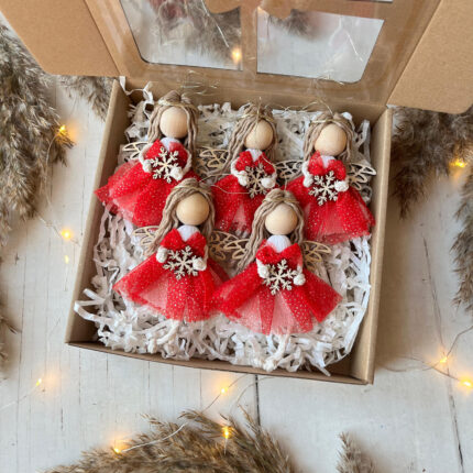 Aniołki na choinkę, aniołki świąteczne na prezent, makrama (zestaw 5szt.) WYBÓR KOLORÓW