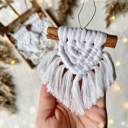Makramowe cynamonki, zawieszki na choinkę
