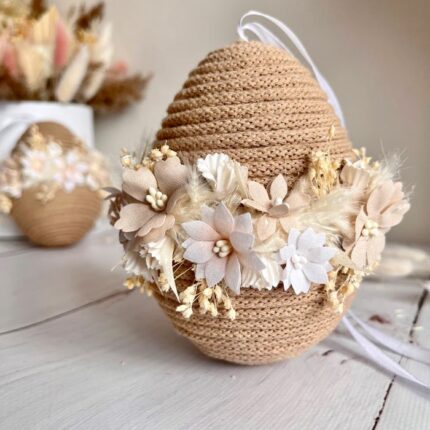 Pisanka Wielkanocna, jajko Wielkanocne, ozdoba rękodzieło BEŻOWE