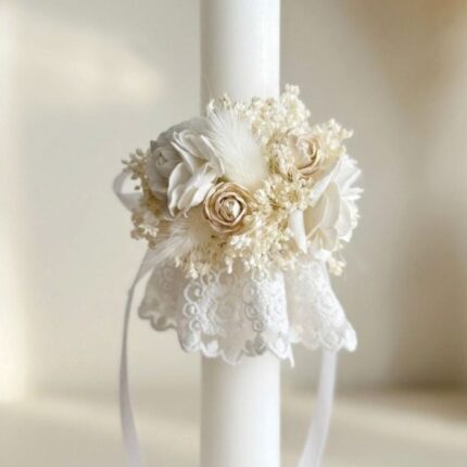 Ozdoba na świecę profitka kremowo biała